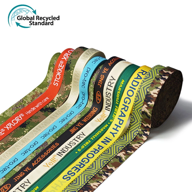 Eco-Friendly Fabric Jacquard Woven RPET Flat Belt Tubular Nylon Cotton Polyester Webbing