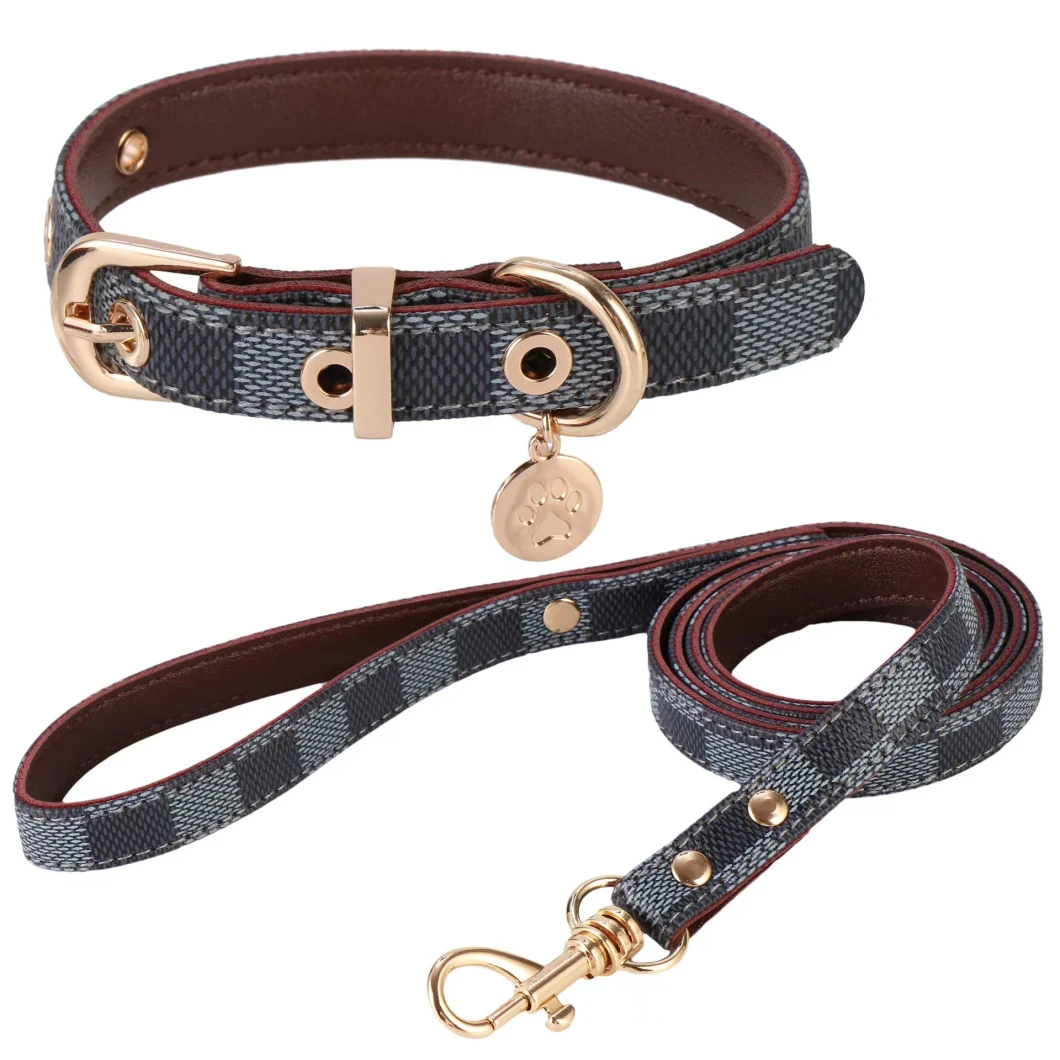 Trendy Classic Pet Leather Leads Dog Brand Harness Pet Collars