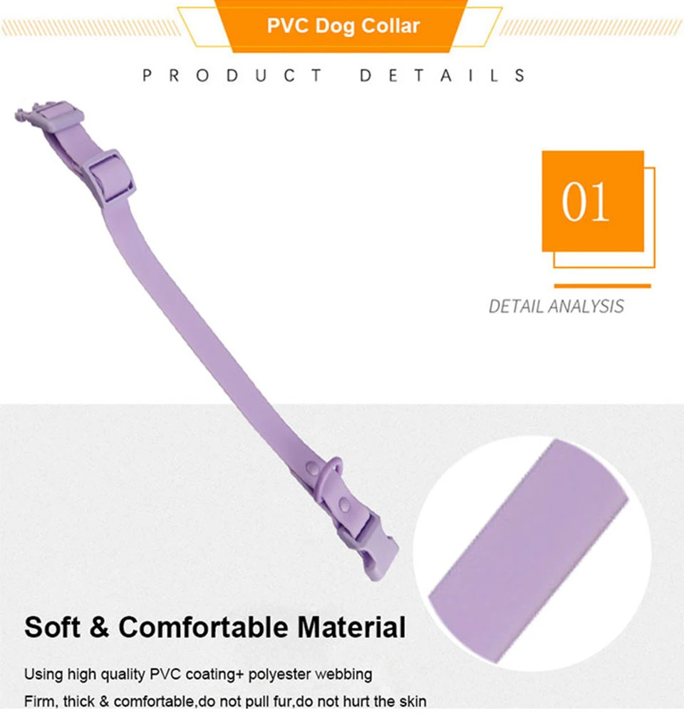 PVC Luxury Waterproof Adjustable Pet Dog Collars