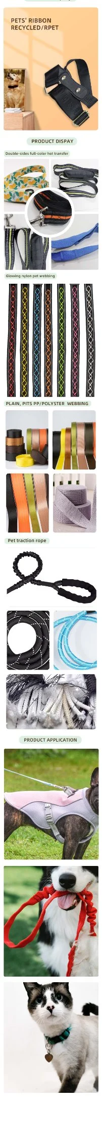 Reflective Strip Plastic Bottle RPET Polyester Webbing Can Be Jacquard Recycled Material Webbing for Pet Webbing Dog Leash High Elasticity Webbing