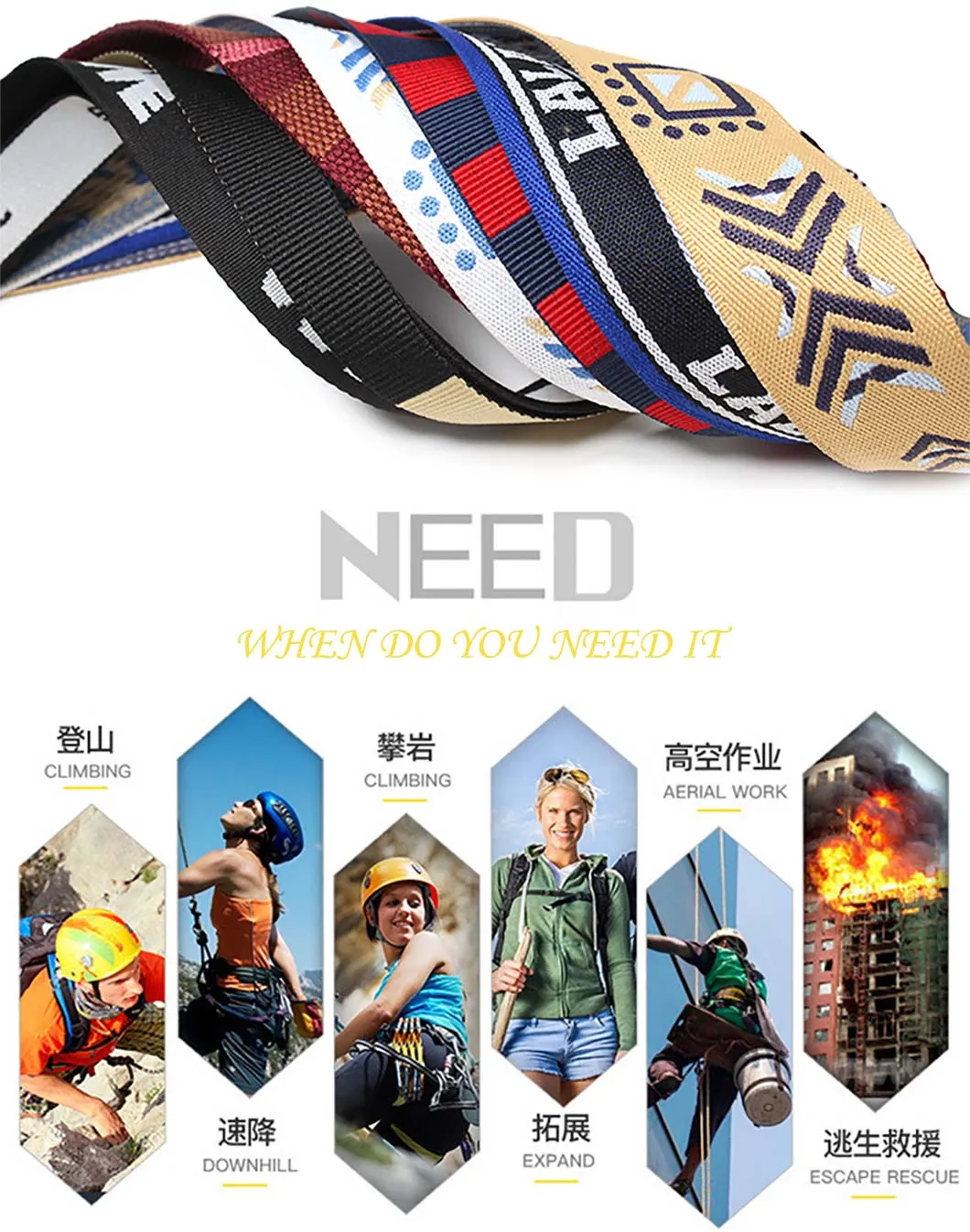 Wholesale 25mm/38mm High Tenacity Eco-Friendly Nylon Straps Woven Striped RPET Recycled Polyester Jacquard Webbing