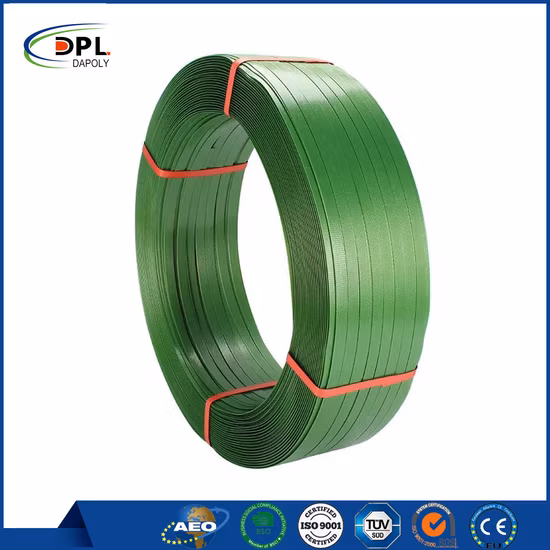 Strong Tension Green Embossed Plastic Pet Strap Roll Polyester Pallet Strapping Belt for Cargo Packing