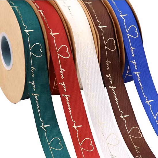 Wholesale Double Faced Custom Colors Embossed Printed Black Polyester Satin Ribbon with Logo